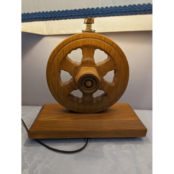 Vintage Nautical Carved Wheel Lamp for the Bedroom - Picture 6 of 8